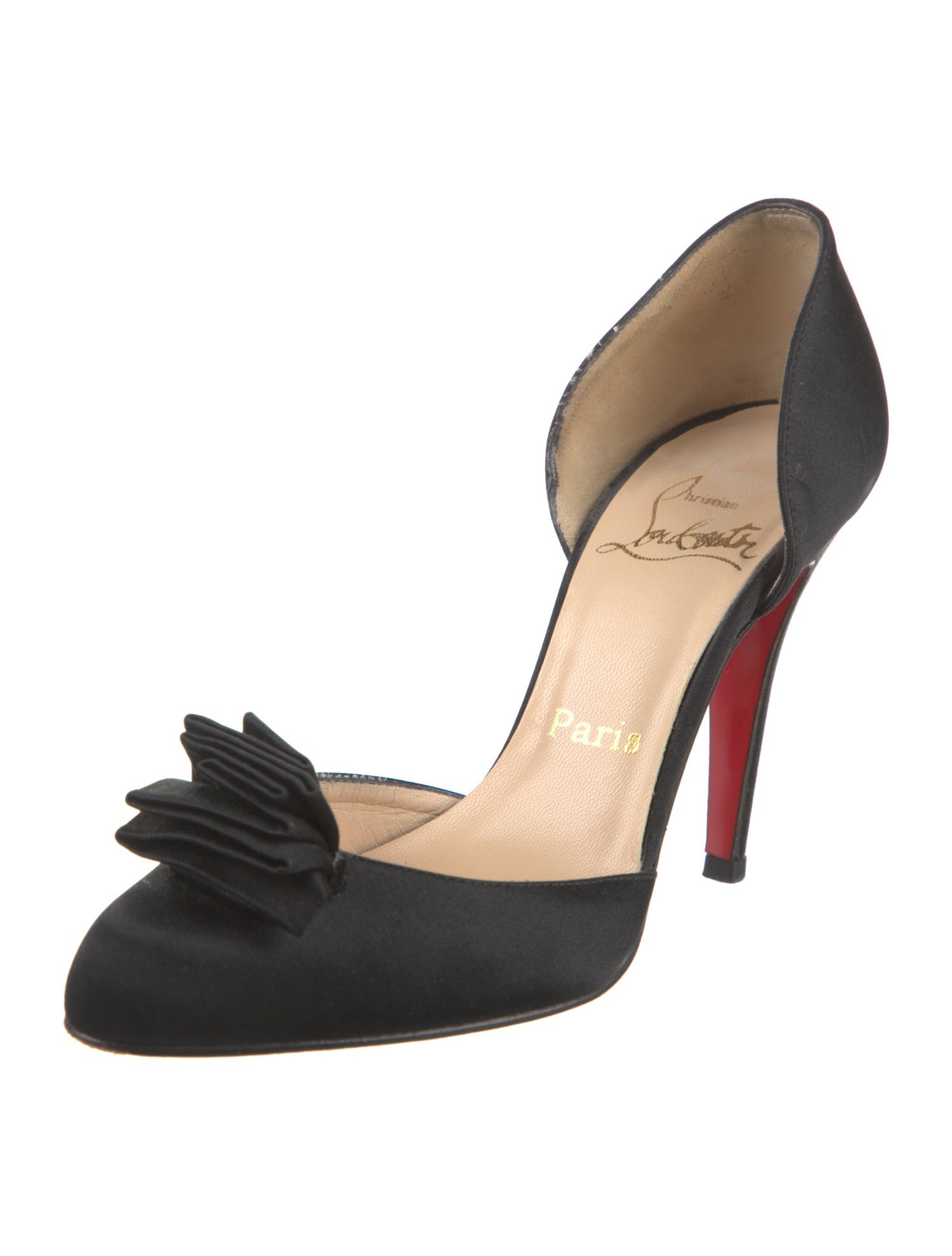 Christian Louboutin Satin Bow Accents D'Orsay Pumps