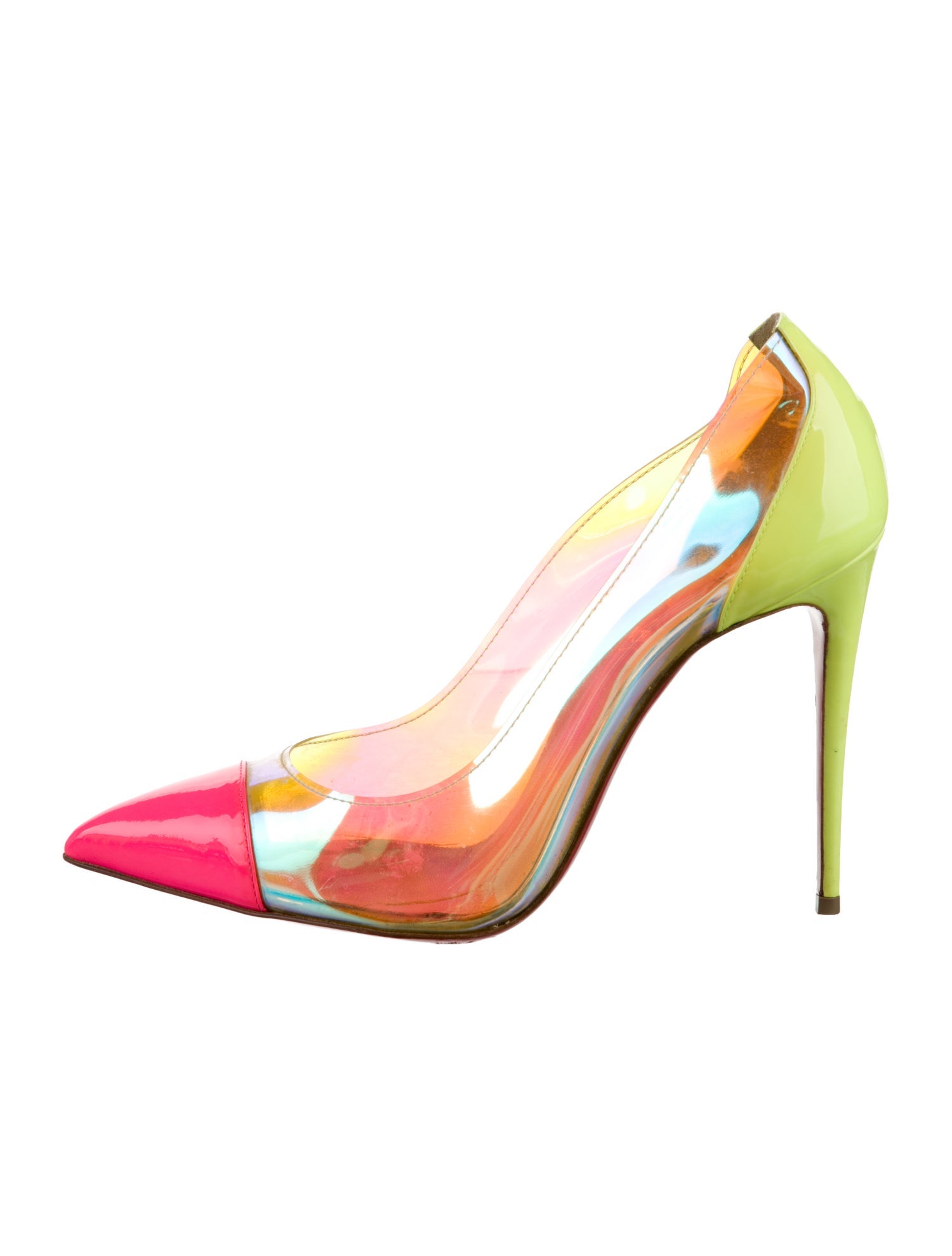 Christian Louboutin Patent Leather Colorblock Pattern Pumps