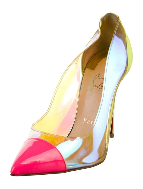 Christian Louboutin Patent Leather Colorblock Pattern Pumps