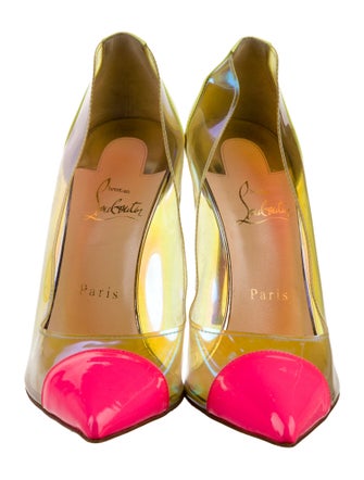 Christian Louboutin Patent Leather Colorblock Pattern Pumps