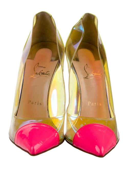 Christian Louboutin Patent Leather Colorblock Pattern Pumps