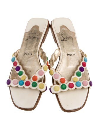 Christian Louboutin Leather Polka Dot Print Slides