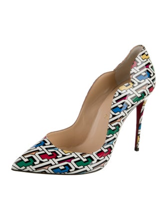 Christian Louboutin Patent Leather Printed Slingback Pumps