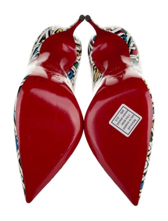 Christian Louboutin Patent Leather Printed Slingback Pumps
