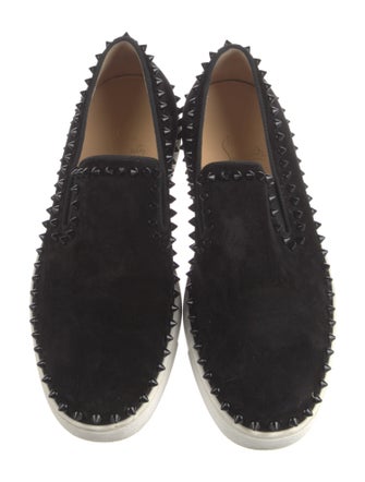 Christian Louboutin Spike Accents Suede Loafers