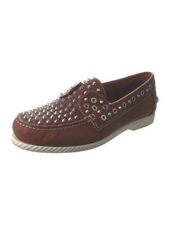 Christian Louboutin King Boat Flat Vachette Spike Accents Boat Shoes