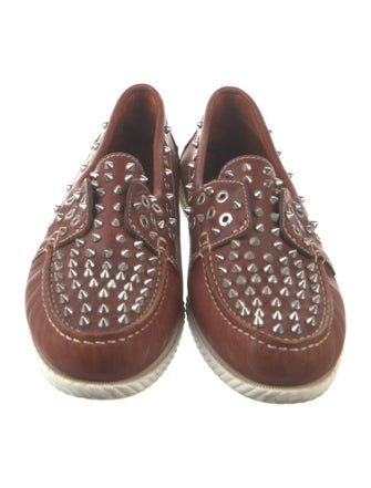 Christian Louboutin King Boat Flat Vachette Spike Accents Boat Shoes