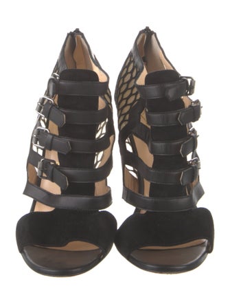 Christian Louboutin Leather Mesh Accents Gladiator Sandals