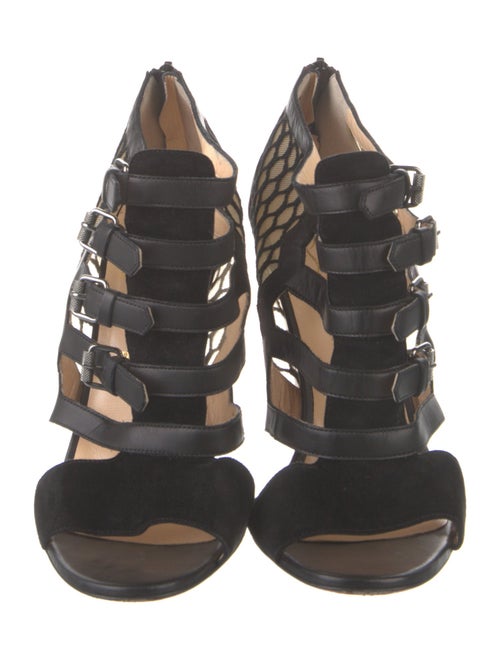 Christian Louboutin Leather Mesh Accents Gladiator Sandals