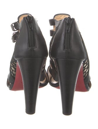 Christian Louboutin Leather Mesh Accents Gladiator Sandals