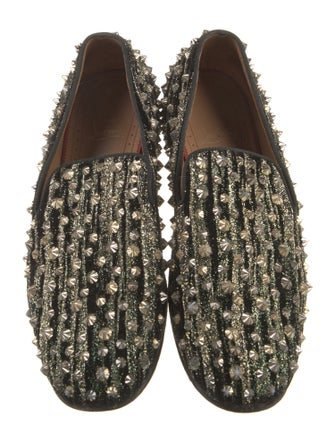 Christian Louboutin Spike Accents Suede Loafers