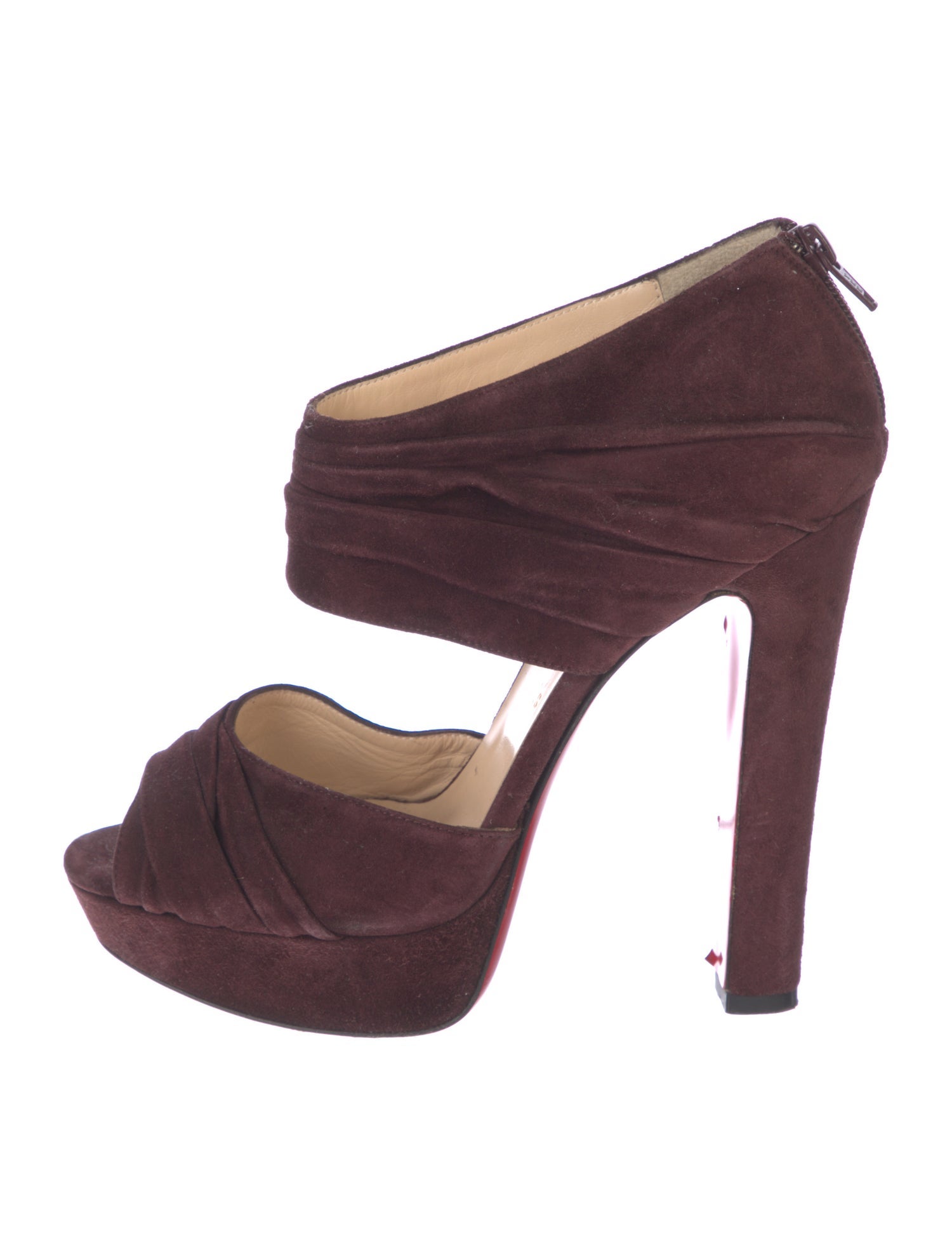 Christian Louboutin Suede Ruffle Embellishment Sandals