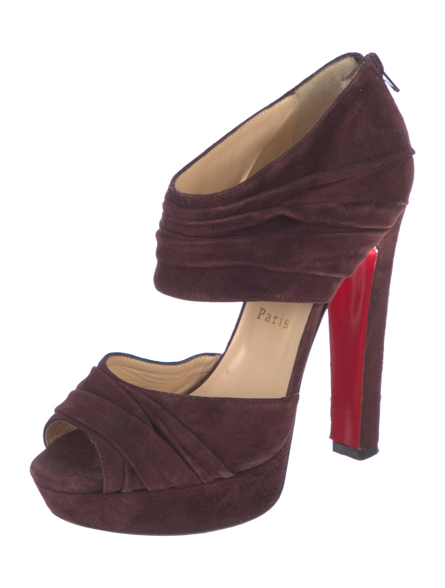 Christian Louboutin Suede Ruffle Embellishment Sandals