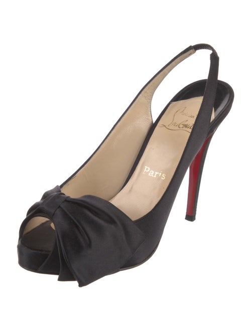 Christian Louboutin Satin Bow Accents Slingback Pumps