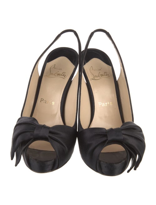 Christian Louboutin Satin Bow Accents Slingback Pumps
