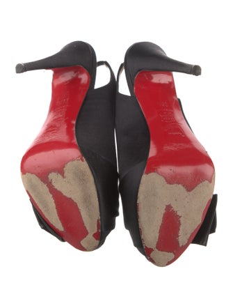 Christian Louboutin Satin Bow Accents Slingback Pumps