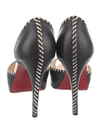 Christian Louboutin Leather Whipstitch Trim D'Orsay Pumps