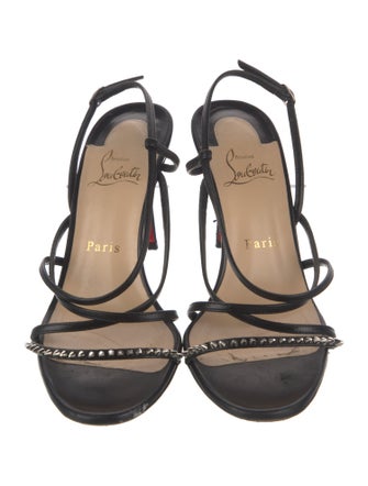 Christian Louboutin Spike Accents Leather Slingback Sandals