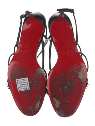 Christian Louboutin Spike Accents Leather Slingback Sandals