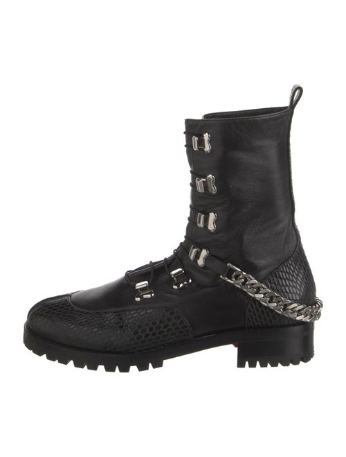 Christian Louboutin Leather Chain-Link Accents Combat Boots