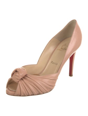 Christian Louboutin Leather Pleated Accents Pumps