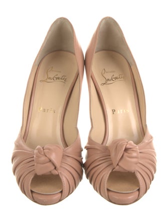 Christian Louboutin Leather Pleated Accents Pumps