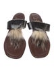Christian Louboutin Patent Leather Fur Trim Slides