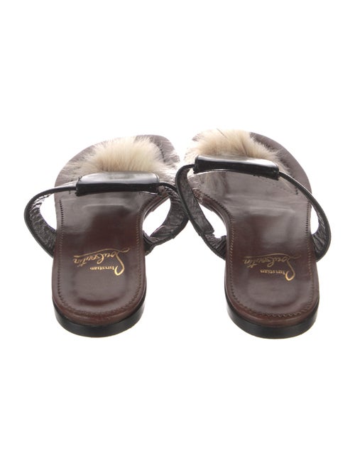 Christian Louboutin Patent Leather Fur Trim Slides