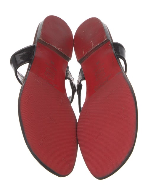 Christian Louboutin Patent Leather Fur Trim Slides