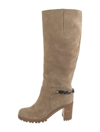 Christian Louboutin Spike Accents Suede Boots