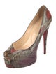 Christian Louboutin Lady Peep Snakeskin Pumps