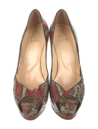 Christian Louboutin Lady Peep Snakeskin Pumps