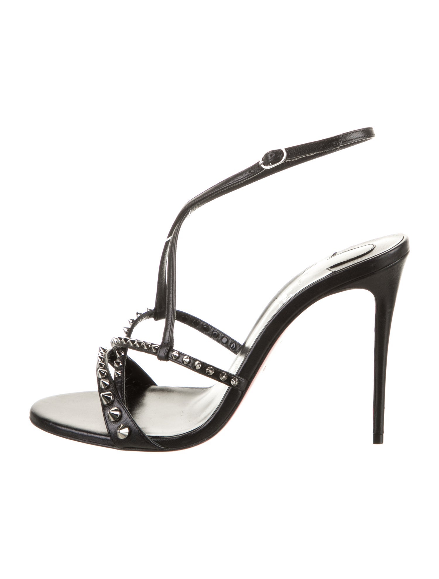 Christian Louboutin Leather Studded Accents Slingback Sandals