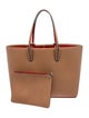 Christian Louboutin Leather Calfskin Empire Spikes Small East West Cabata Tote Nude