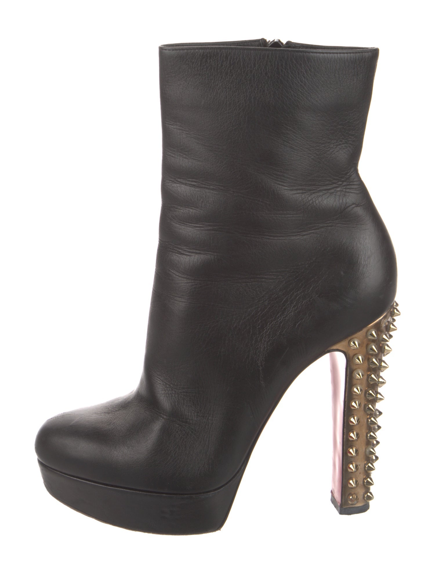 Christian Louboutin Spike Accents Leather Boots