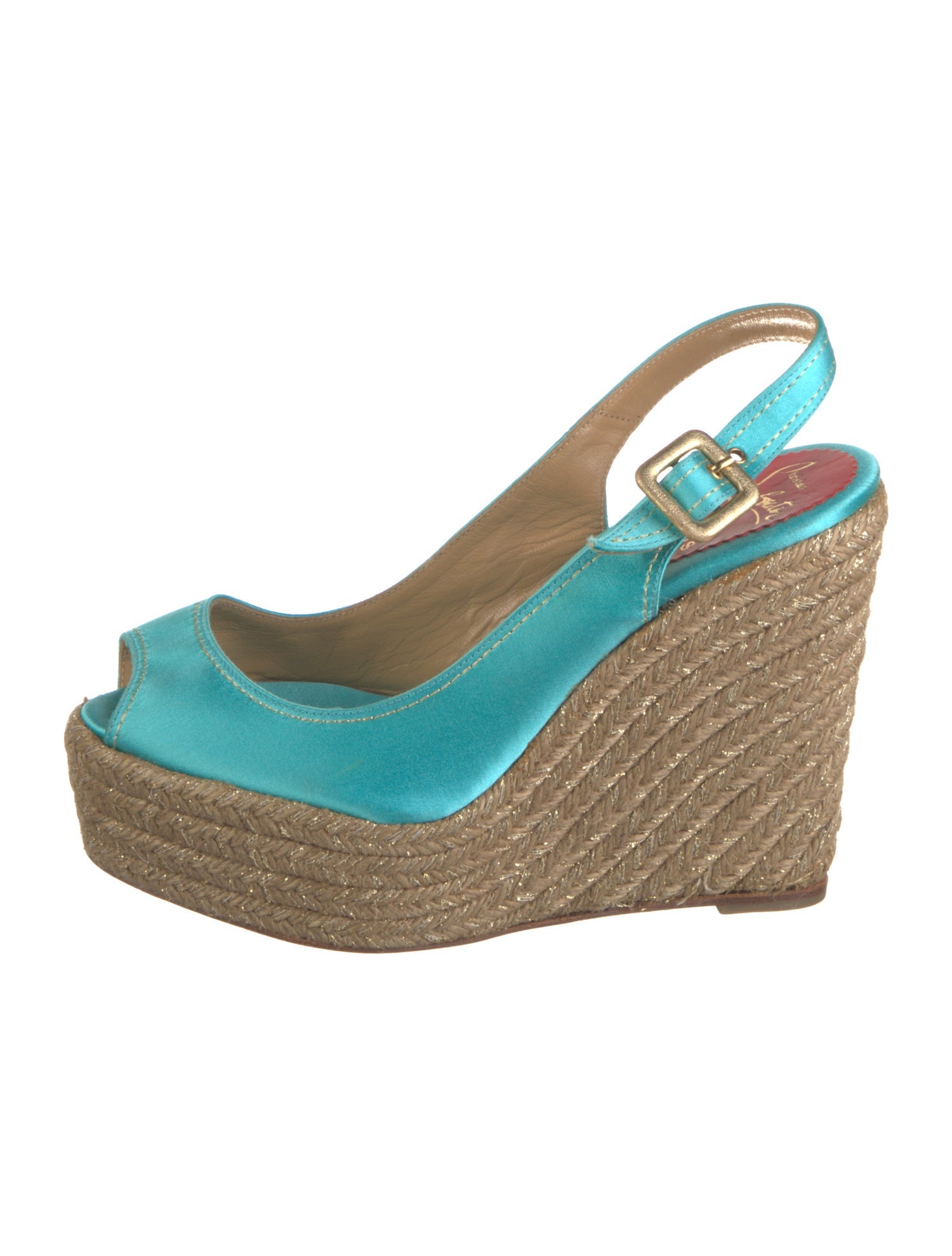 Christian Louboutin Satin Glitter Accents Espadrilles