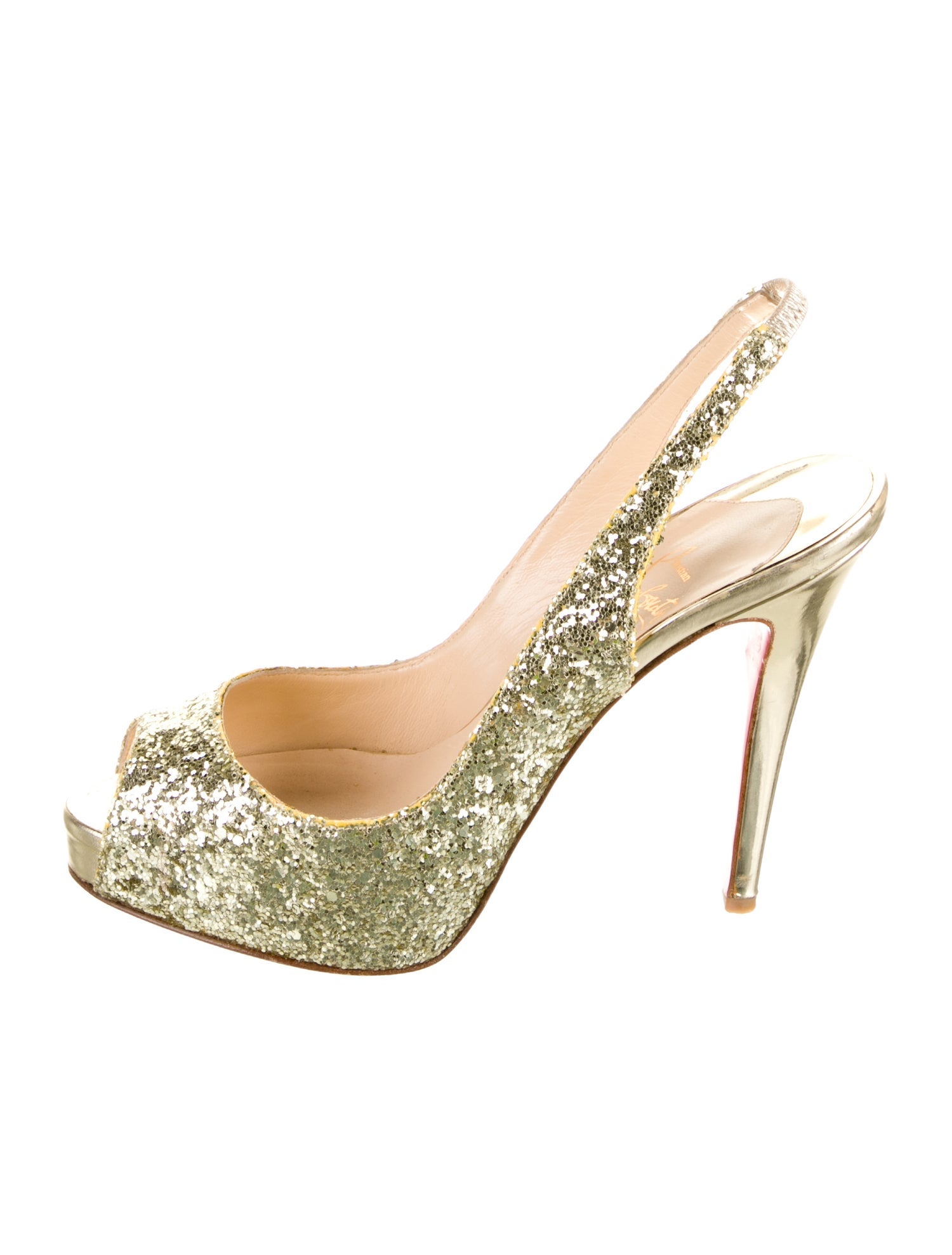 Christian Louboutin Glitter Glitter Accents Slingback Pumps