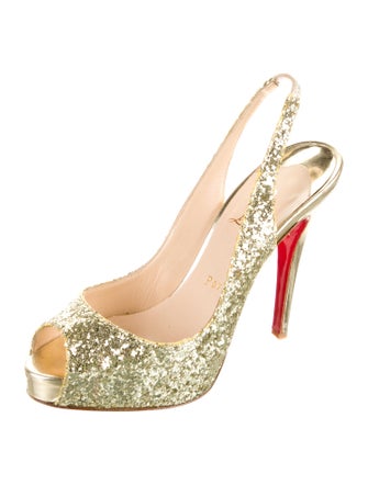 Christian Louboutin Glitter Glitter Accents Slingback Pumps