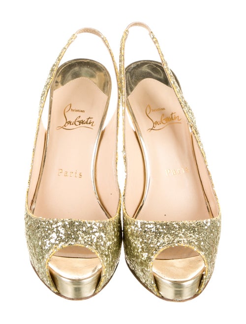 Christian Louboutin Glitter Glitter Accents Slingback Pumps