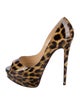 Christian Louboutin Patent Leather Animal Print Pumps