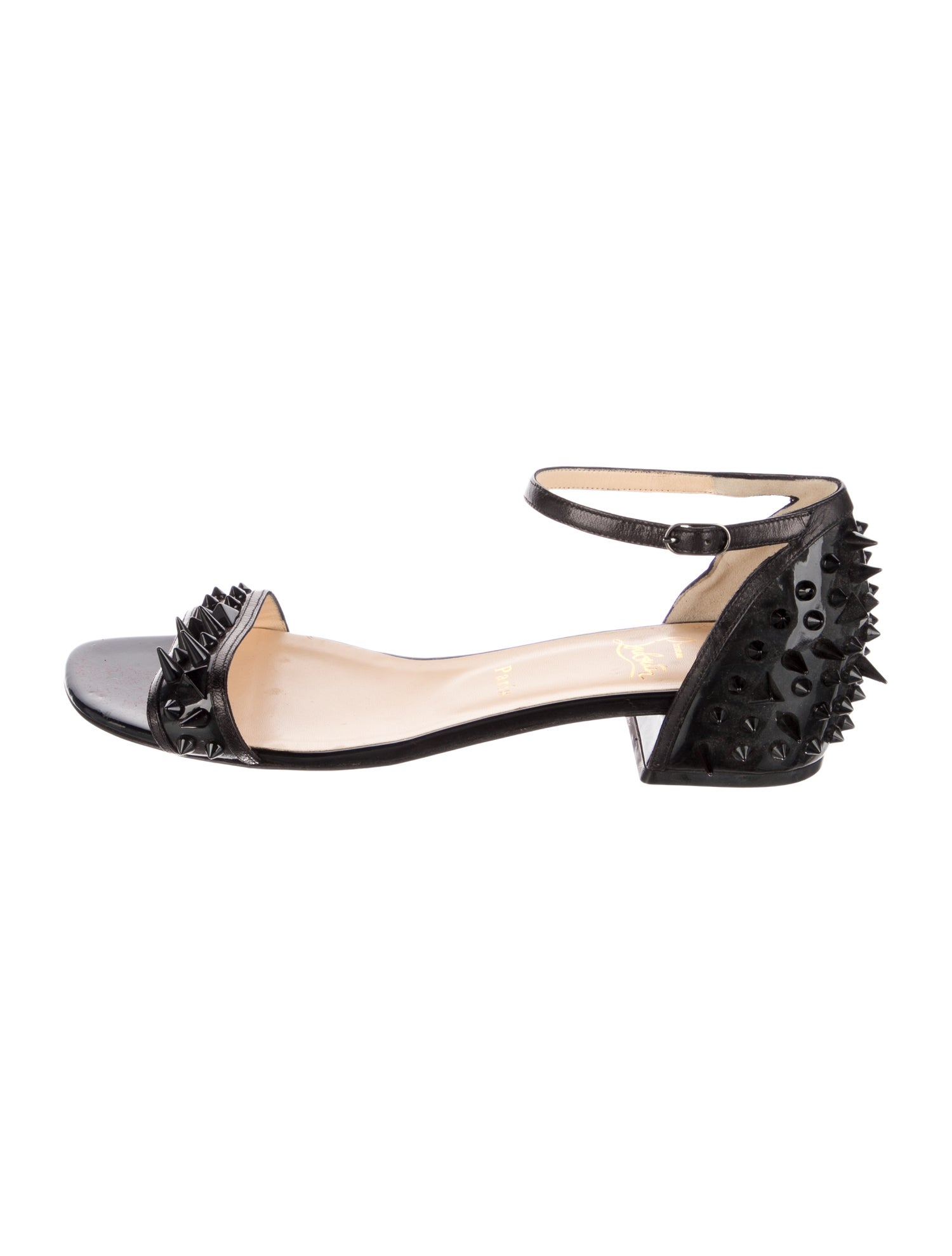 Christian Louboutin Patent Leather Studded Accents Sandals