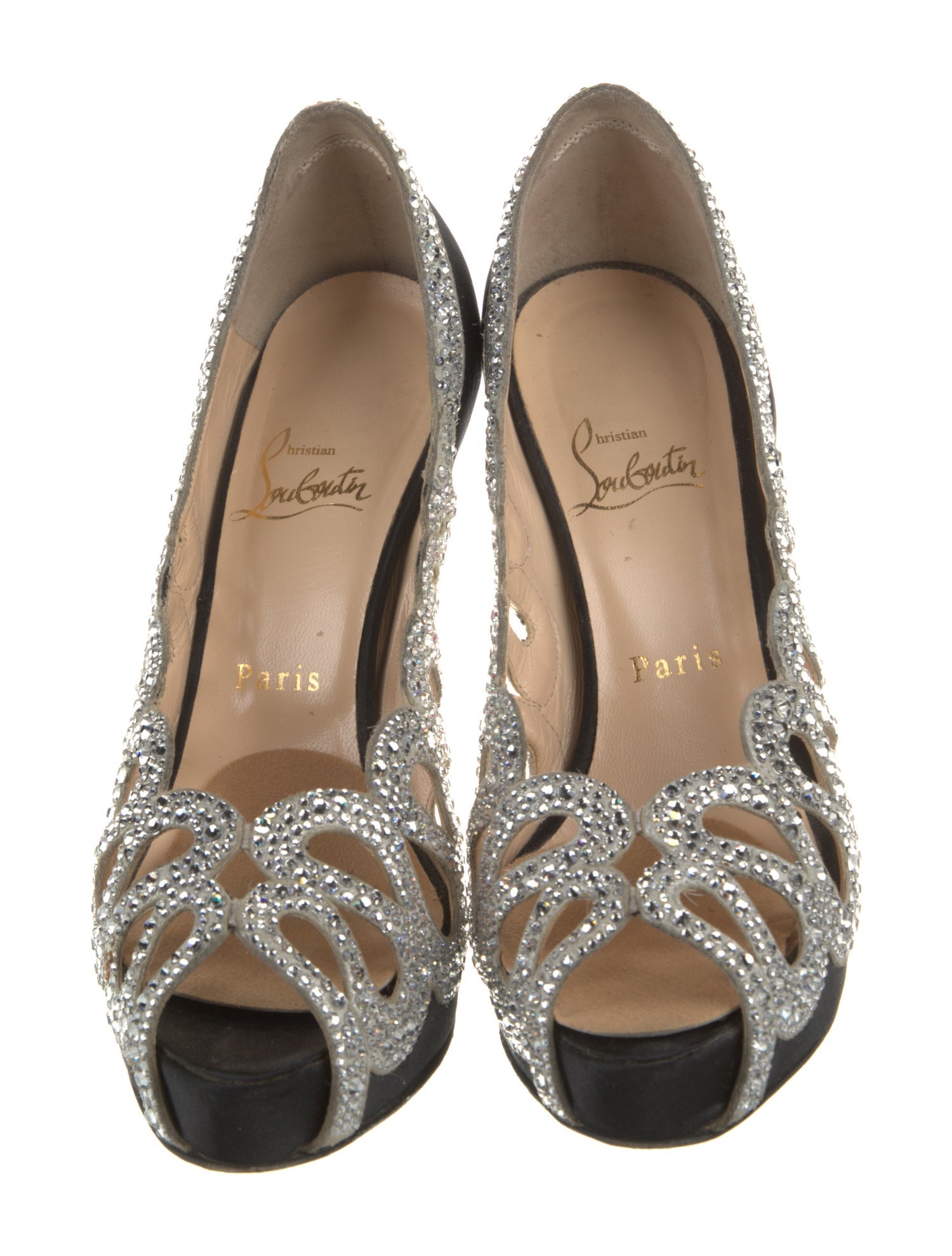 Christian Louboutin Satin Colorblock Pattern Pumps