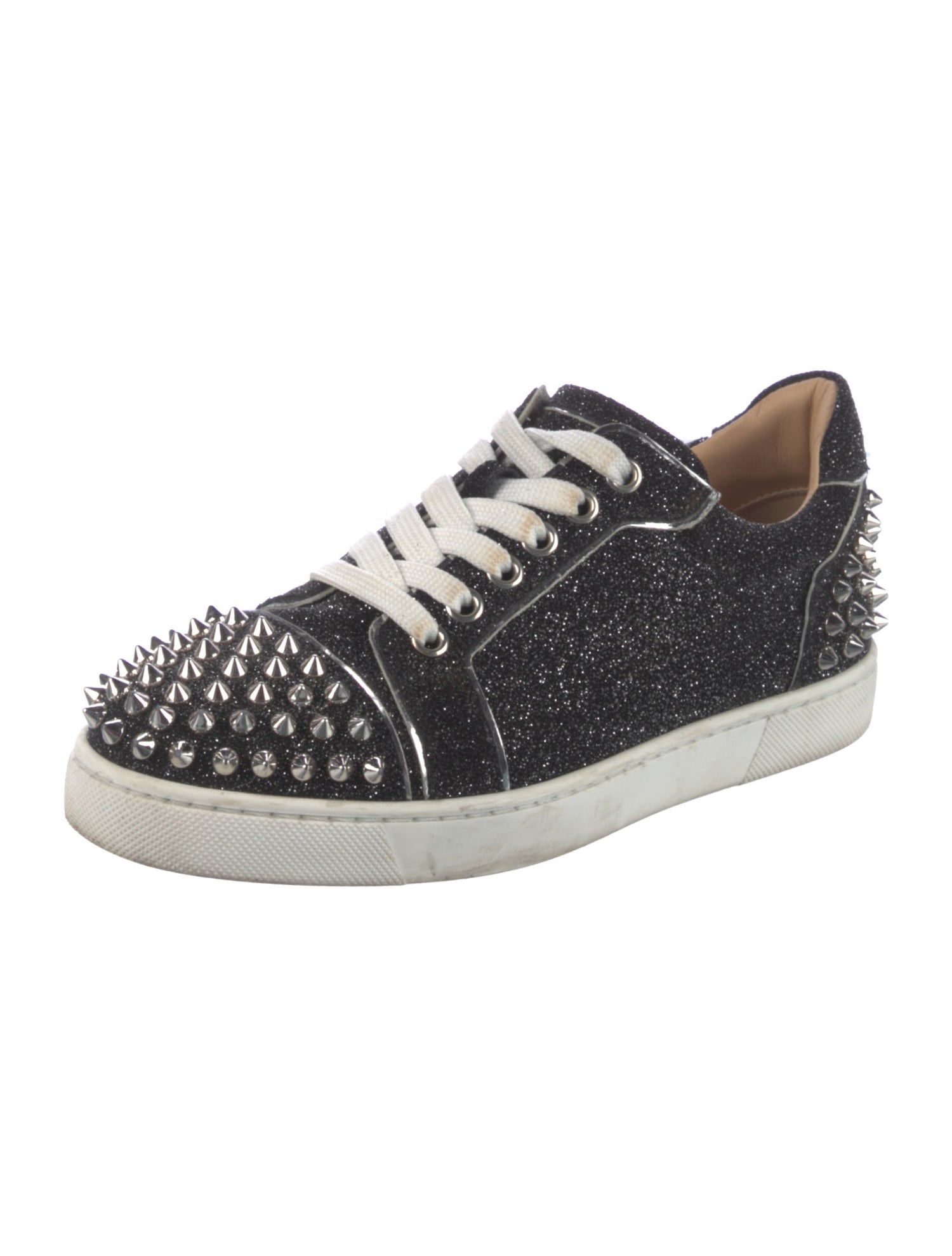 Christian Louboutin Spike Accents Glitter Sneakers