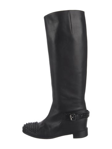 Christian Louboutin Boots Spike Accents Leather Riding IT 36.5 | 6.5