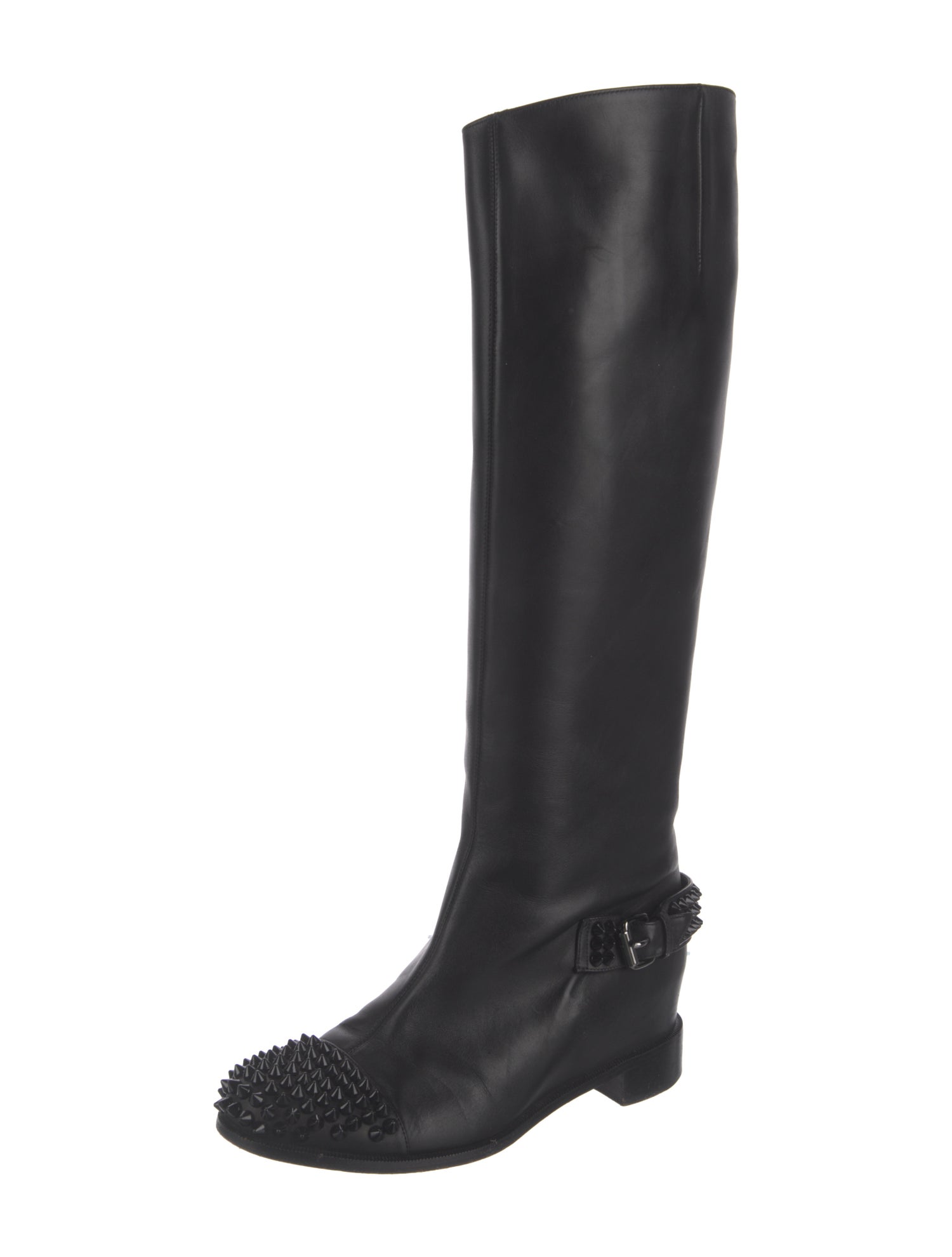 Christian Louboutin Spike Accents Leather Riding Boots