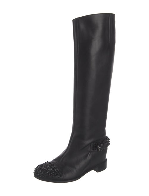 Christian Louboutin Spike Accents Leather Riding Boots
