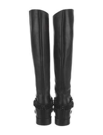 Christian Louboutin Spike Accents Leather Riding Boots