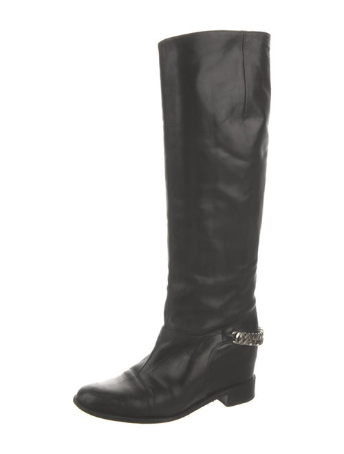 Christian Louboutin Chain-Link Accent Leather Riding Boots