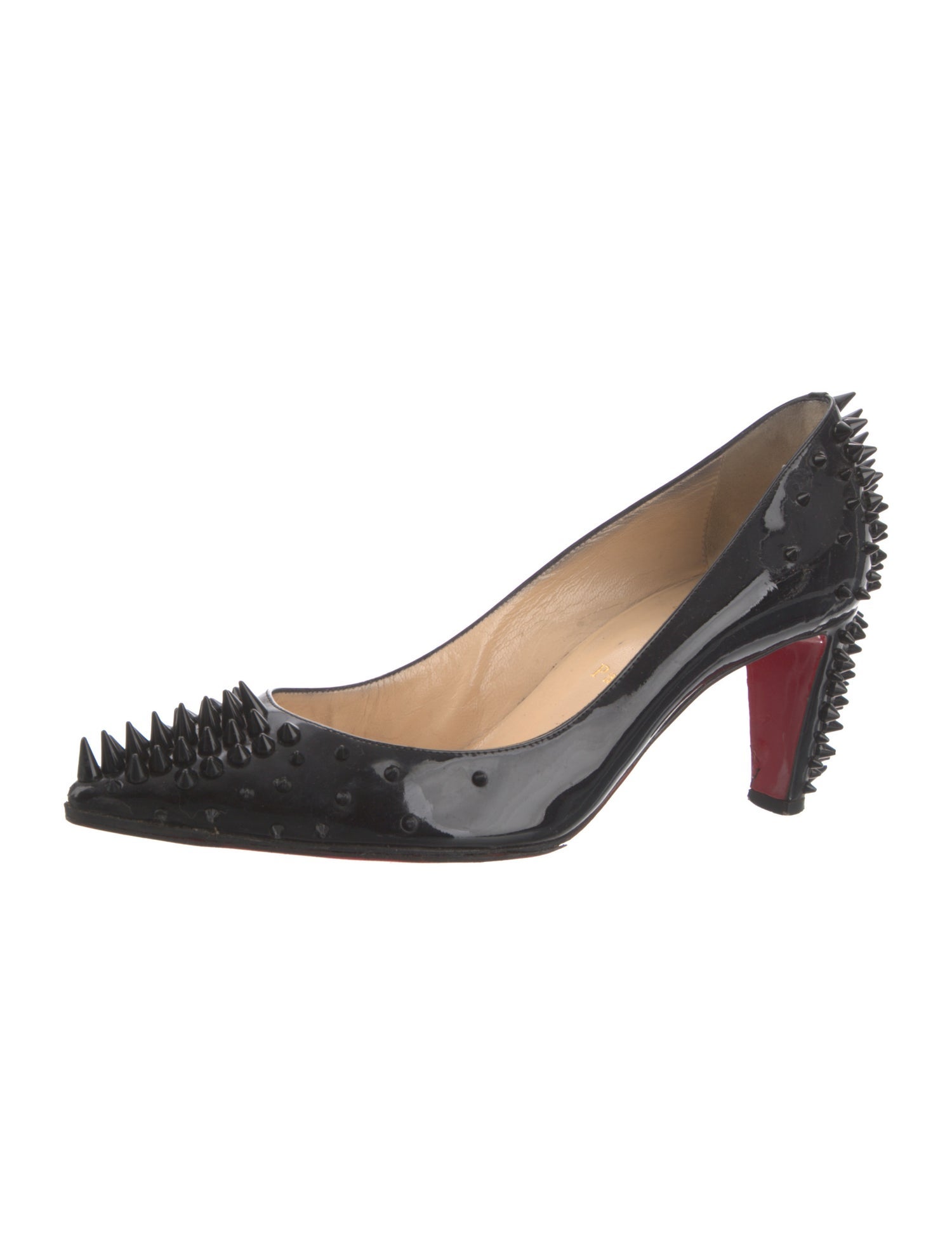 Christian Louboutin Spike Accents Patent Leather Pumps
