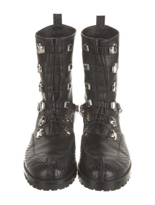 Christian Louboutin Leather Chain-Link Accents Combat Boots